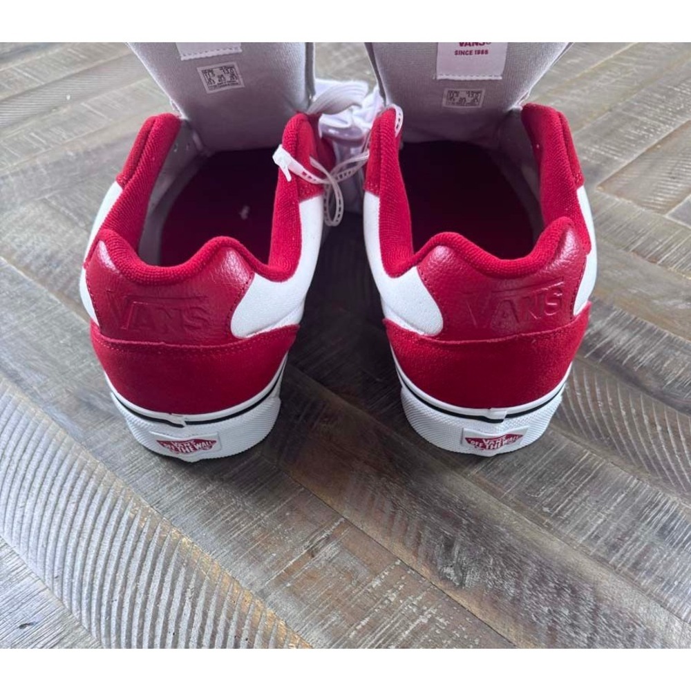 Vans Low Top Skate Shoes Red White Canvas Suede Mens 11.5 1721356 NEW - Picture 7 of 9